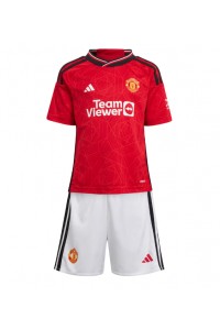 Manchester United Babyklær Hjemme Fotballdrakt til barn 2023-24 Korte ermer (+ Korte bukser)